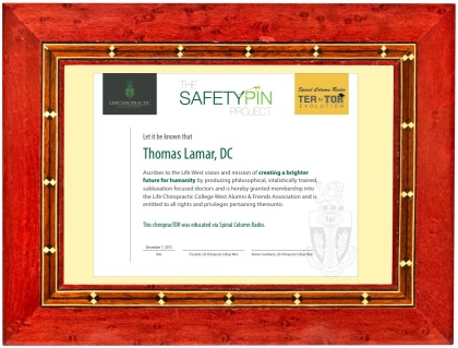 SCR Safety Pin Certificate